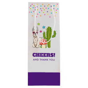 Sac Cadeau Pour Bouteille Lama cool en Lunettes de soleil en forme de coeur