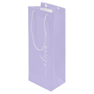 Sac Cadeau Pour Bouteille Lavande Violet Moderne Écriture Féminine Monogramm