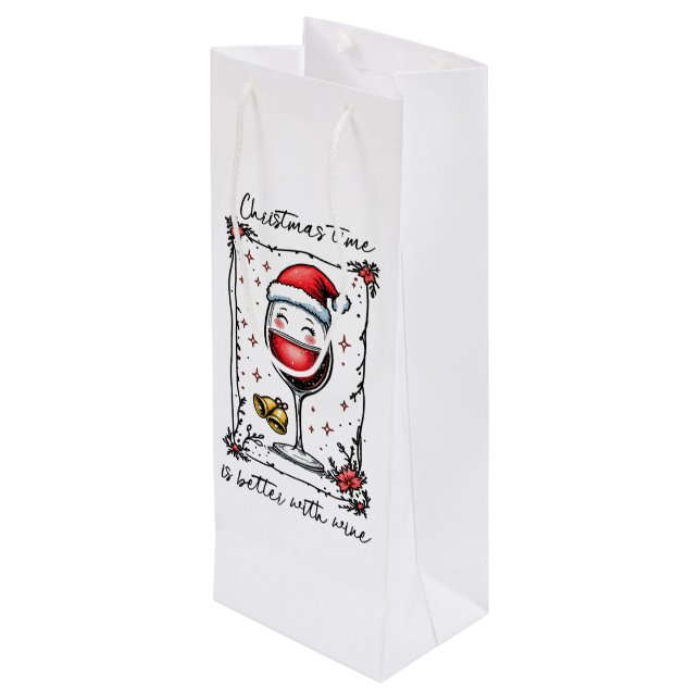 Sac Cadeau Pour Bouteille Le temps de Noël est meilleur avec le vin (Dos Angle)