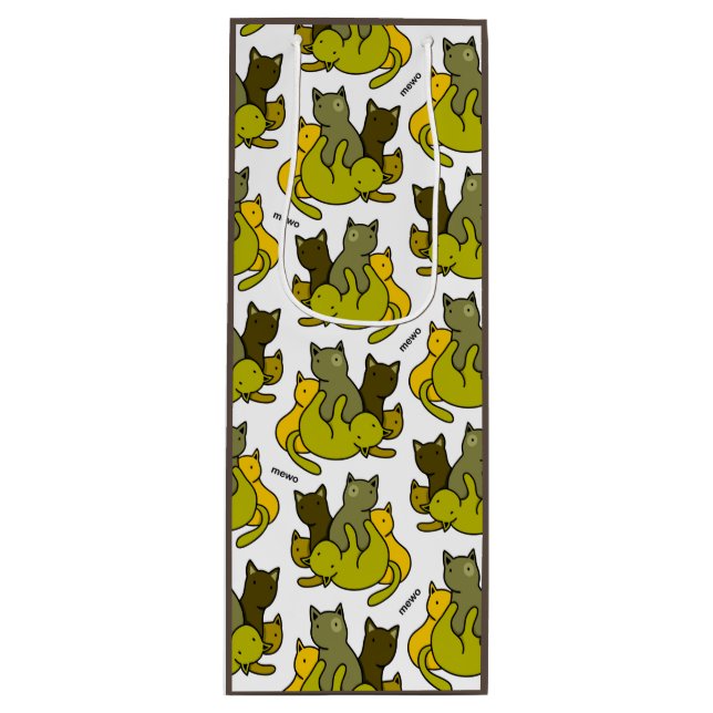 Sac Cadeau Pour Bouteille Les chatons d'olive (Devant)