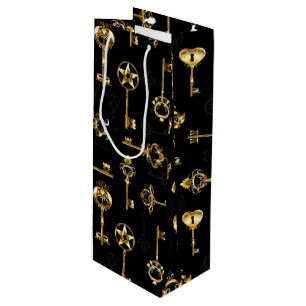Sac Cadeau Pour Bouteille Les Patters de Seamless avec Golden Keys