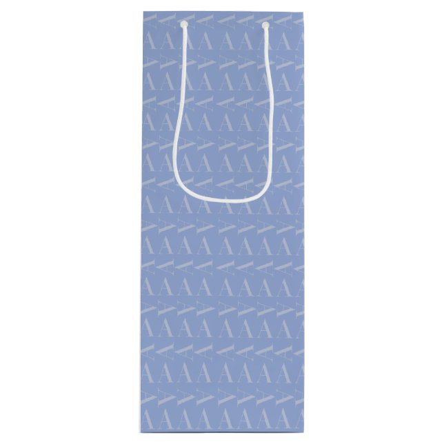 Sac Cadeau Pour Bouteille LETTRE INITIALE MONOGRAPHIQUE A Bleu (Devant)