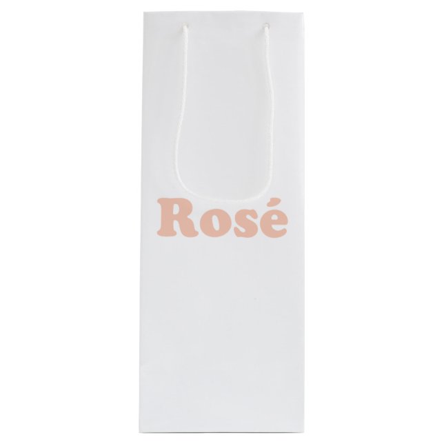 Sac Cadeau Pour Bouteille Lettres Roses "Roses" rose pâle blanc (Devant)