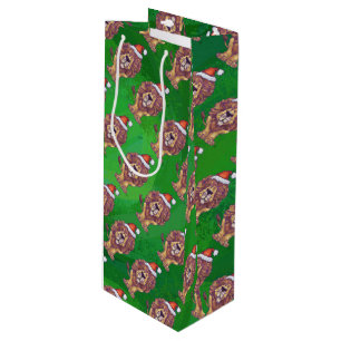 Sac Cadeau Pour Bouteille Lion Christmas on Green