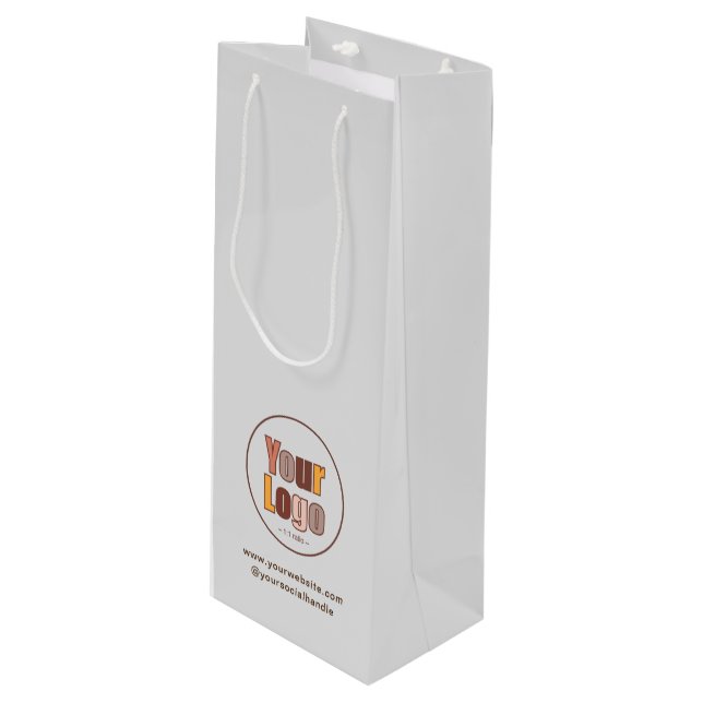 Sac Cadeau Pour Bouteille Logo d'entreprise minimaliste simple personnalisé (Devant Angle)