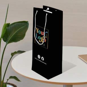 Sac Cadeau Pour Bouteille Logo d'entreprise - Papier promotionnel noir