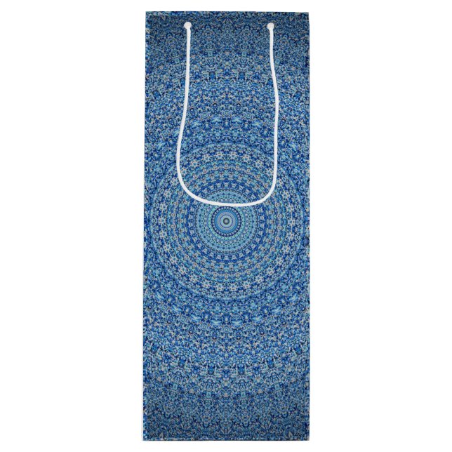Sac Cadeau Pour Bouteille Mandala bleu (Devant)