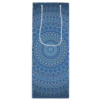 Sac Cadeau Pour Bouteille Mandala bleu