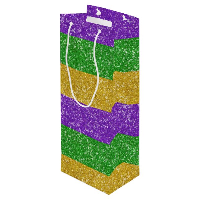 Sac Cadeau Pour Bouteille Mardi Gras Couleurs Parties scintillant Bling (Dos Angle)
