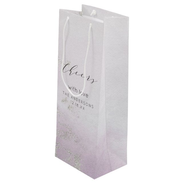 Sac Cadeau Pour Bouteille Mariage Ombre Lavender Purple Silver Foil (Dos Angle)