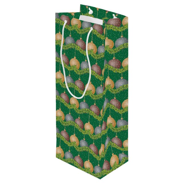 Sac Cadeau Pour Bouteille Marque de Noël et ornements motif de vacances (Dos Angle)