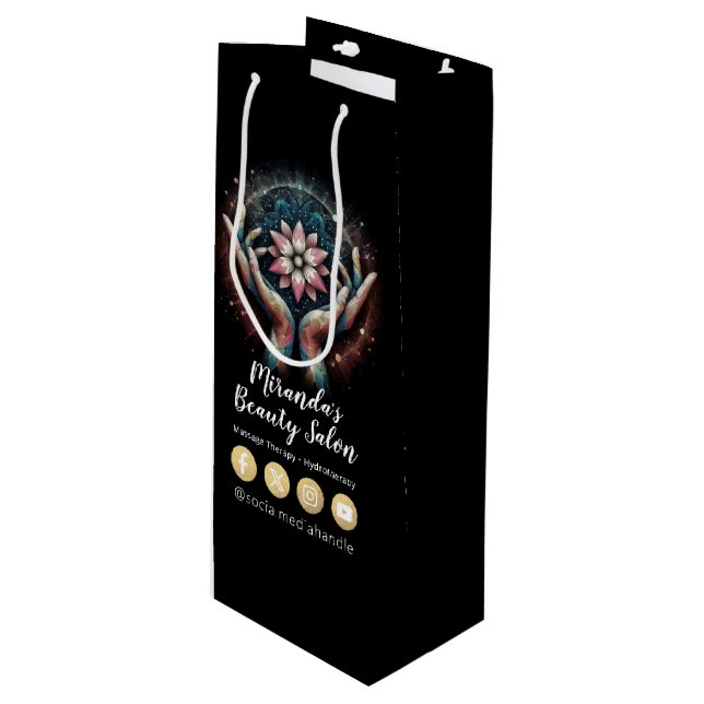 Sac Cadeau Pour Bouteille Massage Thérapie Guérison Mains Énergie Spa Bien-ê (Devant Angle)
