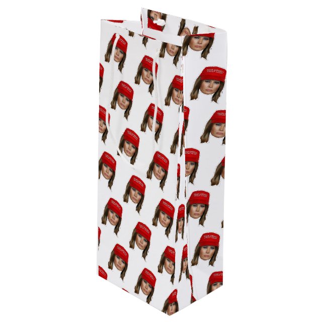 Sac Cadeau Pour Bouteille Melania Trump MAGA Noël (Devant Angle)