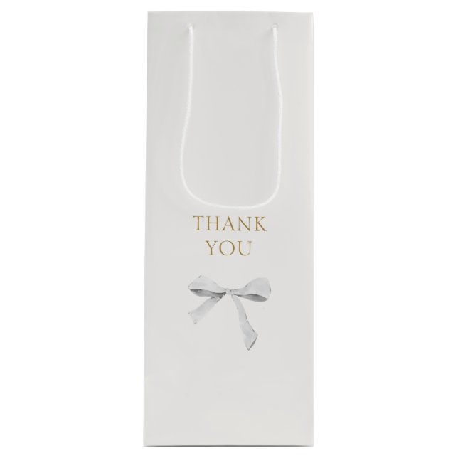 Sac Cadeau Pour Bouteille Merci de Mariage à ruban blanc tendance (Devant)