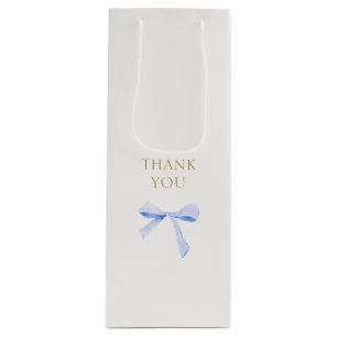 Sac Cadeau Pour Bouteille Merci Mariage à ruban bleu tendance Bow
