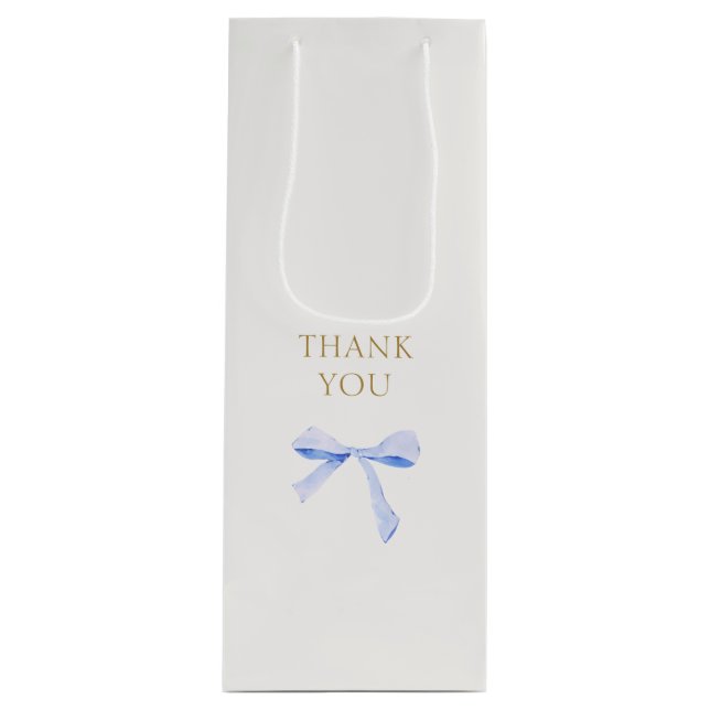 Sac Cadeau Pour Bouteille Merci Mariage à ruban bleu tendance Bow (Devant)