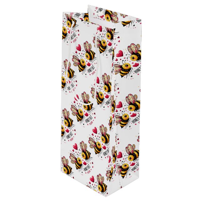 Sac Cadeau Pour Bouteille Miel Abee miel Abeilles de miel Valentine (Devant Angle)