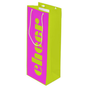 Sac Cadeau Pour Bouteille Moderne Cheer Fuchsia rose et vert clair