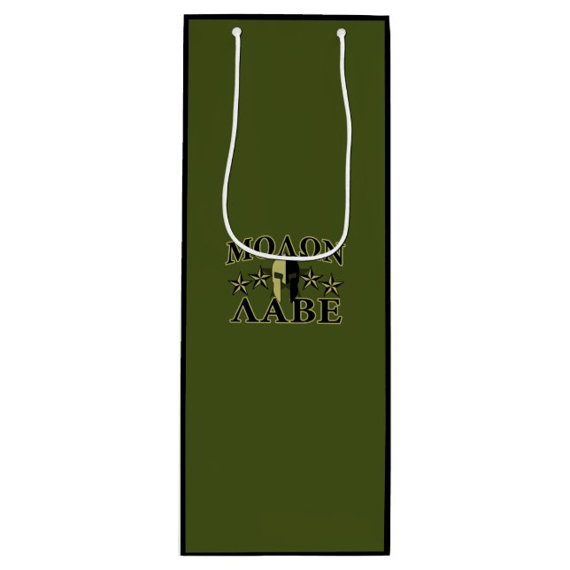 Sac Cadeau Pour Bouteille Molon Labe Casque spartiate 5 étoiles (Devant)