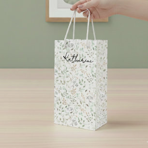Sac Cadeau Pour Bouteille Monogramme de nom bohème Wildflower