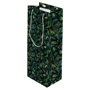 Sac Cadeau Pour Bouteille Monstera Tropical Botanique Jungle Vert 
