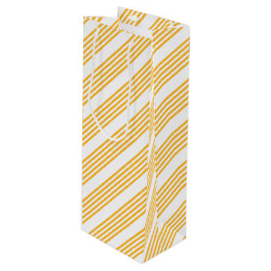 Sac Cadeau Pour Bouteille Motif à cinq bandes jaune et blanc ensoleillé
