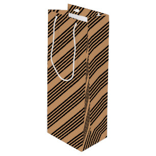 Sac Cadeau Pour Bouteille Motif à cinq bandes noir et brun