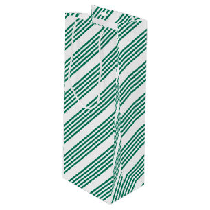 Sac Cadeau Pour Bouteille Motif à cinq bandes vert et blanc de la forêt