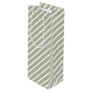 Sac Cadeau Pour Bouteille Motif à cinq bandes vert et blanc olive
