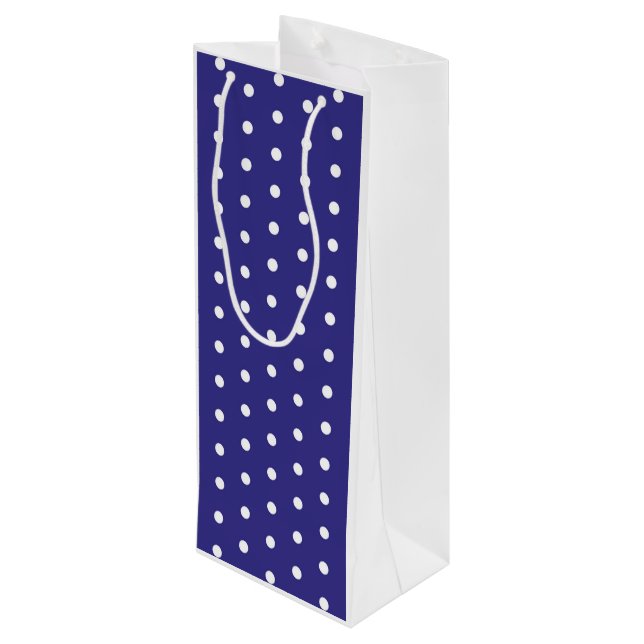 Sac Cadeau Pour Bouteille Motif à points Polka bleu et blanc (Dos Angle)
