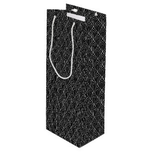 Sac Cadeau Pour Bouteille Motif Art déco Vintage noir