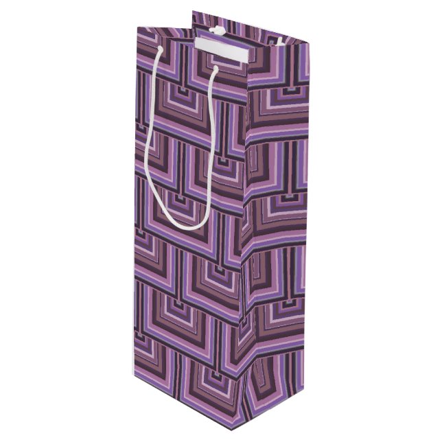Sac Cadeau Pour Bouteille Motif carré rayures (Devant Angle)