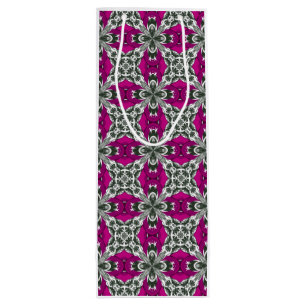 Sac Cadeau Pour Bouteille Motif de carrelage répétitif gris rose et blanc