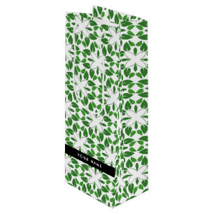 Sac Cadeau Pour Bouteille Motif de feuille, feuilles vertes, votre nom