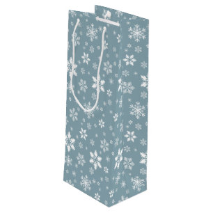 Sac Cadeau Pour Bouteille Motif de flocon de neige, flocons blancs, neige, g