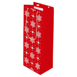 Sac Cadeau Pour Bouteille Motif de Noël classique Red et White Snowflakes