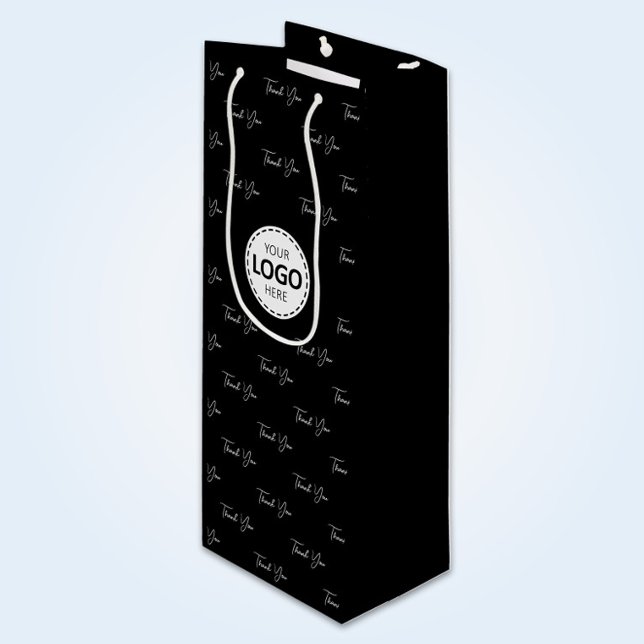 Sac Cadeau Pour Bouteille Motif de remerciement avec logo personnalisé Noir (Créateur téléchargé)