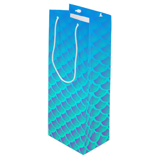Sac Cadeau Pour Bouteille Motif de sirène en bleu et violet Aqua (Devant Angle)