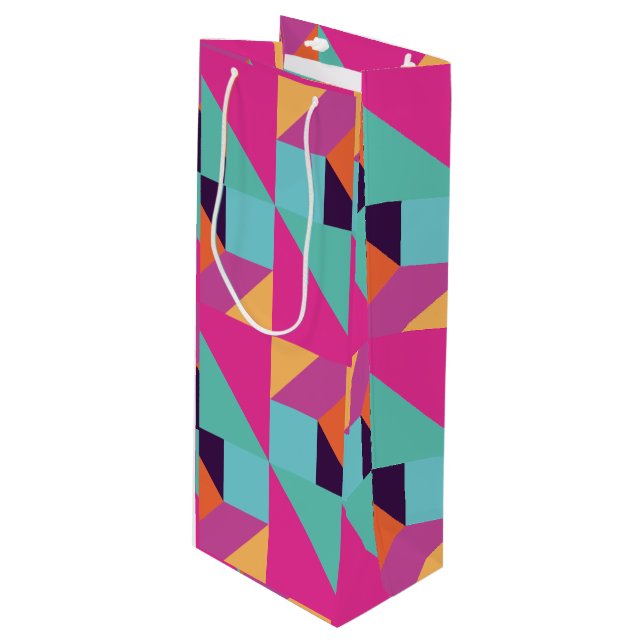 Sac Cadeau Pour Bouteille Motif de Tangram tropical (Devant Angle)