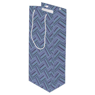 Sac Cadeau Pour Bouteille Motif de tissage en diagonale gris bleu