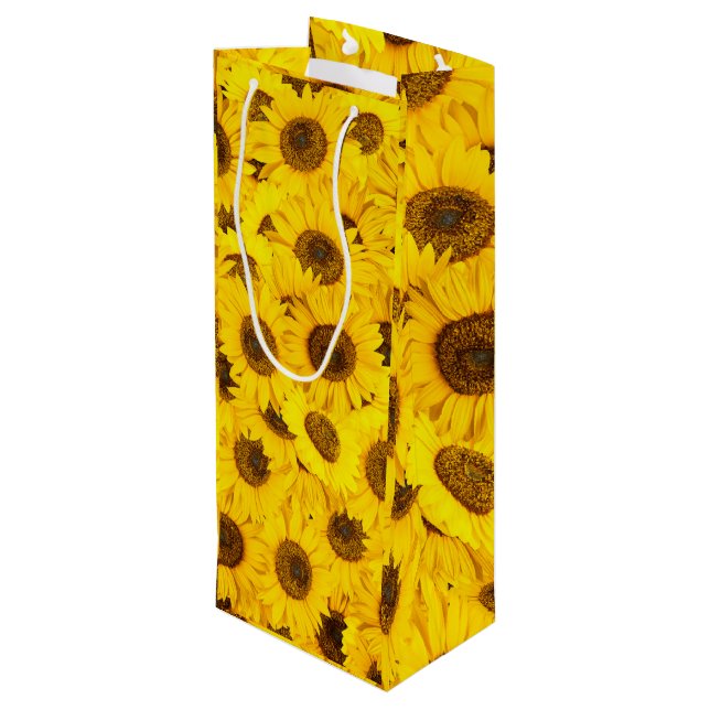 Sac Cadeau Pour Bouteille Motif de tournesols (Dos Angle)