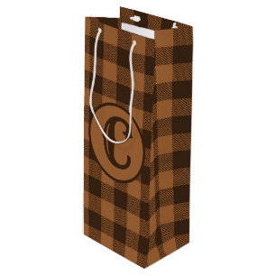 Sac Cadeau Pour Bouteille Motif d'impression Cosy Brown Plaid Buffalo