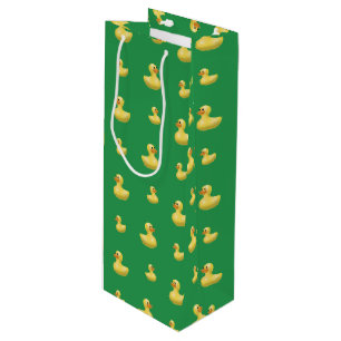Sac Cadeau Pour Bouteille Motif en caoutchouc vert de canard