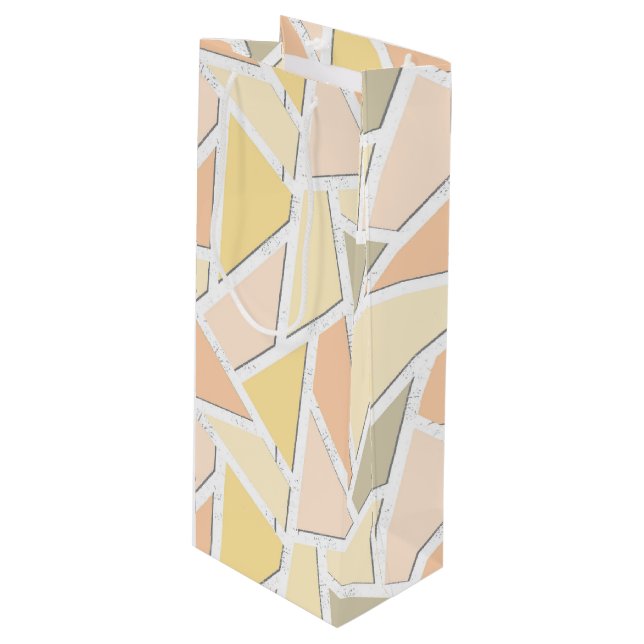 Sac Cadeau Pour Bouteille Motif en mosaïque jaune citron (Devant Angle)