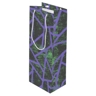 Sac Cadeau Pour Bouteille Motif en mosaïque violet et verte