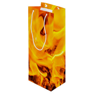 Sac Cadeau Pour Bouteille Motif Feu Et Flames