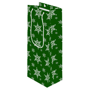 Sac Cadeau Pour Bouteille Motif Flocon de Neige, Flocons de Neige Blancs, Ne