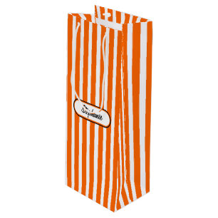 Sac Cadeau Pour Bouteille Motif Orange Stripes personnalisé