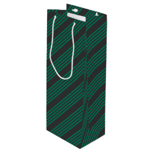 Sac Cadeau Pour Bouteille Motif rayé de la forêt verte et du charbon de bois