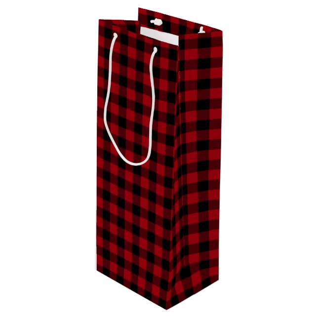 Sac Cadeau Pour Bouteille Motif rouge rustique (Devant Angle)